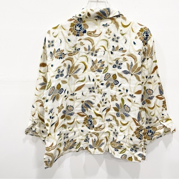 Habitat Linen Leaf Printed Lightweight Jacket Button Down Medium *flawed* - Picture 2 of 10